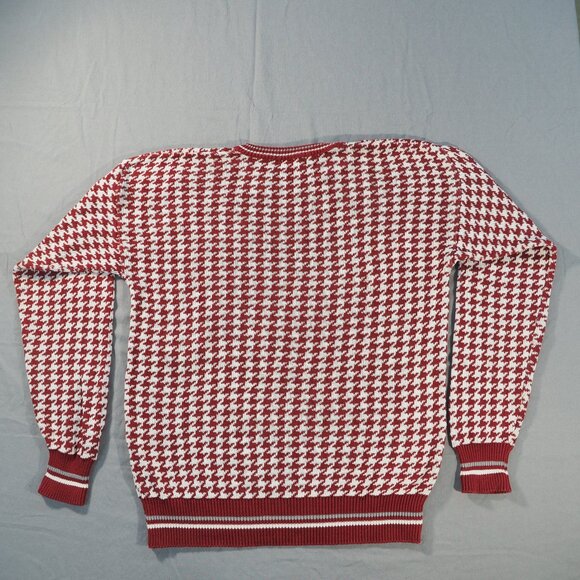 Vintage Antigua Sweater Mens Large Red Houndstooth Anheuser USA Cotton Pullover - Picture 2 of 9